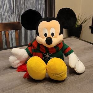 Disney Store Mickey Mouse Stuffed Animal Christmas Holiday 2009 Plush